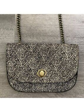 By Anthropologie Leanna WOC Black Vegan Leather Crossbody Chain Purse Bag